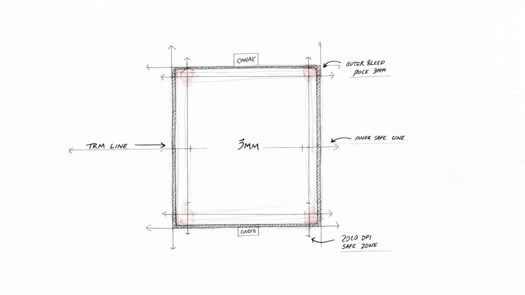 A hand holding up a flyer with icons representing different file formats like PDF and JPEG floating around it.