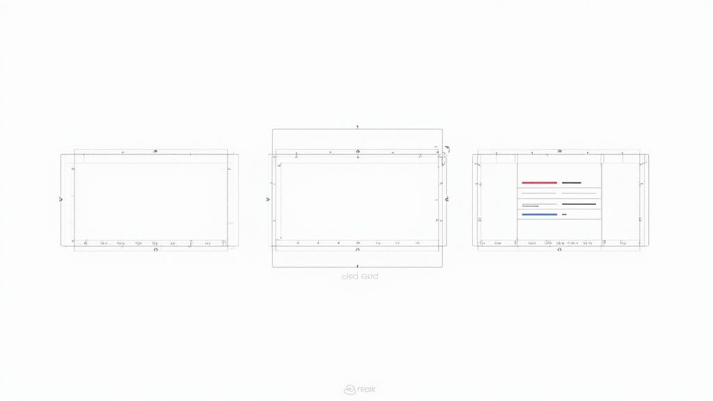 Three empty chart templates with grid lines and axis labels for data visualization