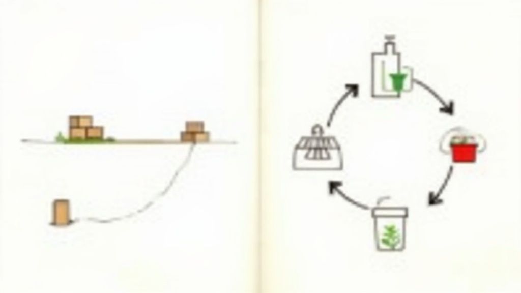 Circular economy diagram showing recycling process from packaging waste to reusable eco friendly materials