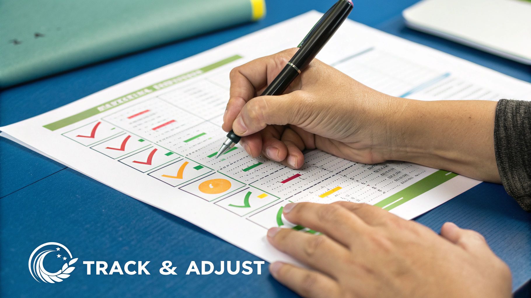 A person reviewing charts and data on a tablet, symbolizing the process of tracking feedback.