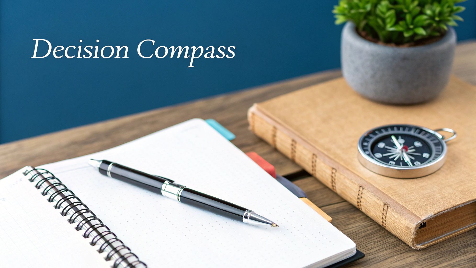 A compass pointing north, symbolizing direction and clarity in decision-making.