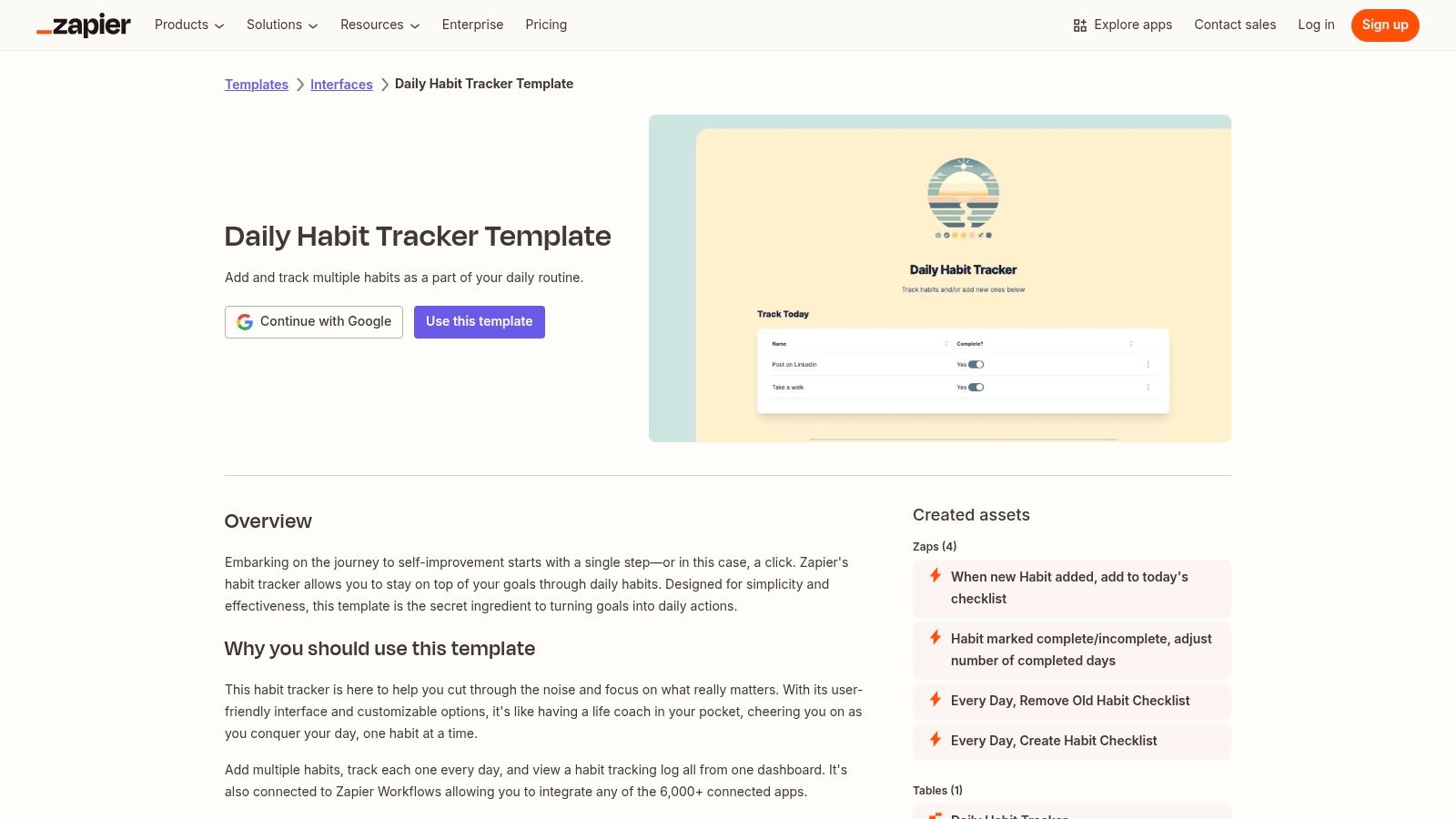 Zapier Interfaces – Daily Habit Tracker Template