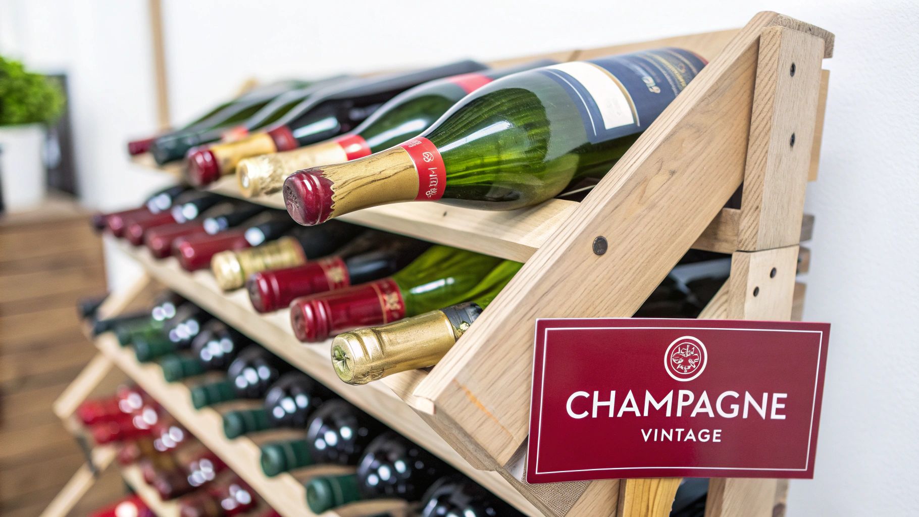 Een close-up van een fles vintage champagne met bubbels die opstijgen in het glas