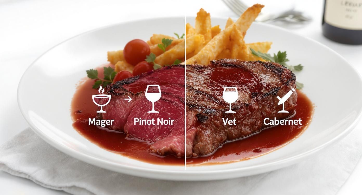Infographic about welke wijn bij biefstuk