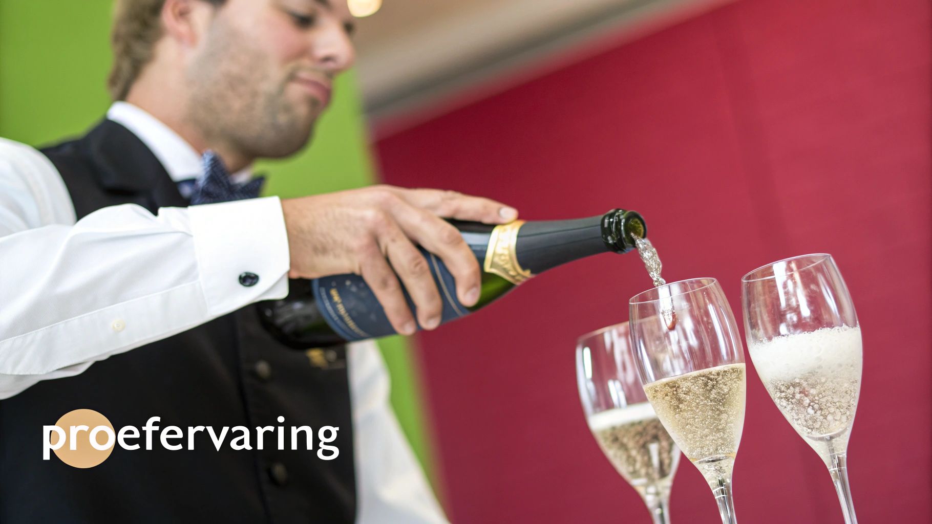 Twee glazen gevuld met Cava Villa Conchi, met bubbels die opstijgen