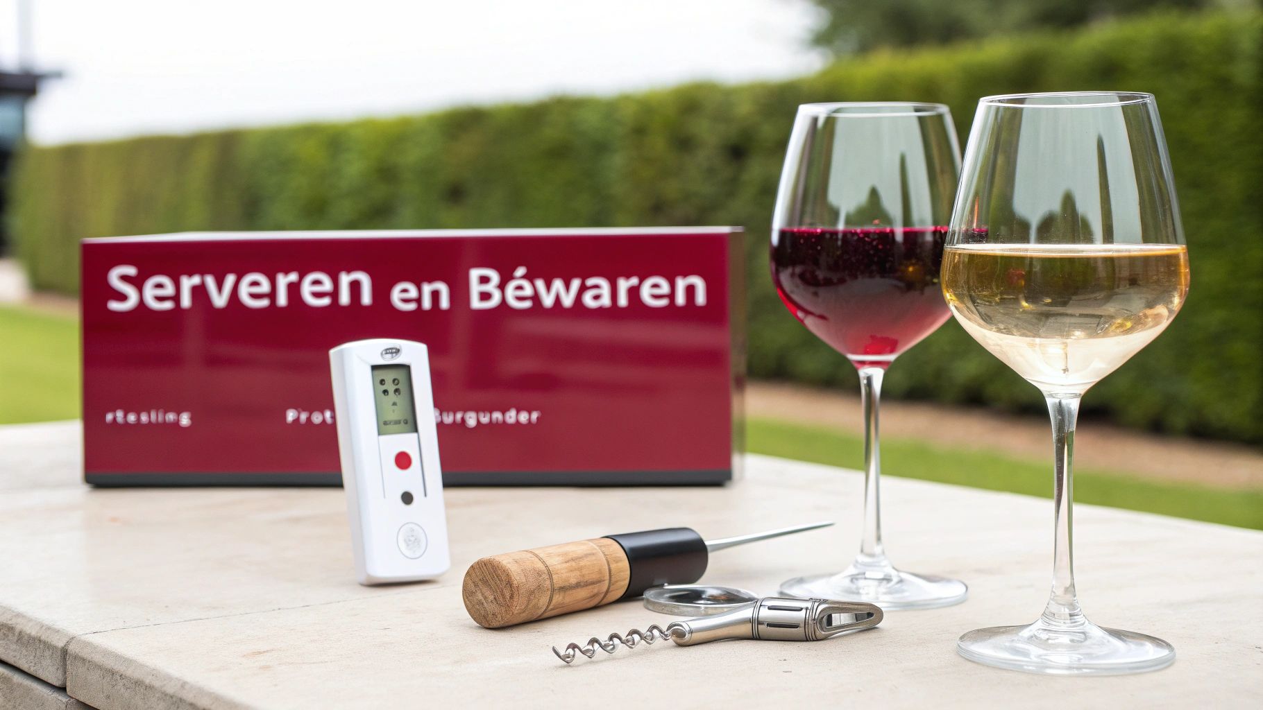 Verschillende flessen Duitse wijn met glazen