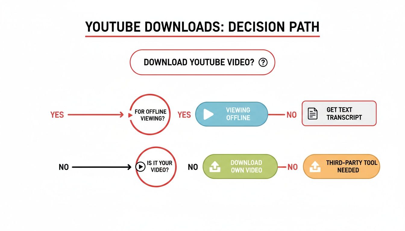 A flowchart illustrating the decision path for downloading Youtube videos based on specific criteria.
