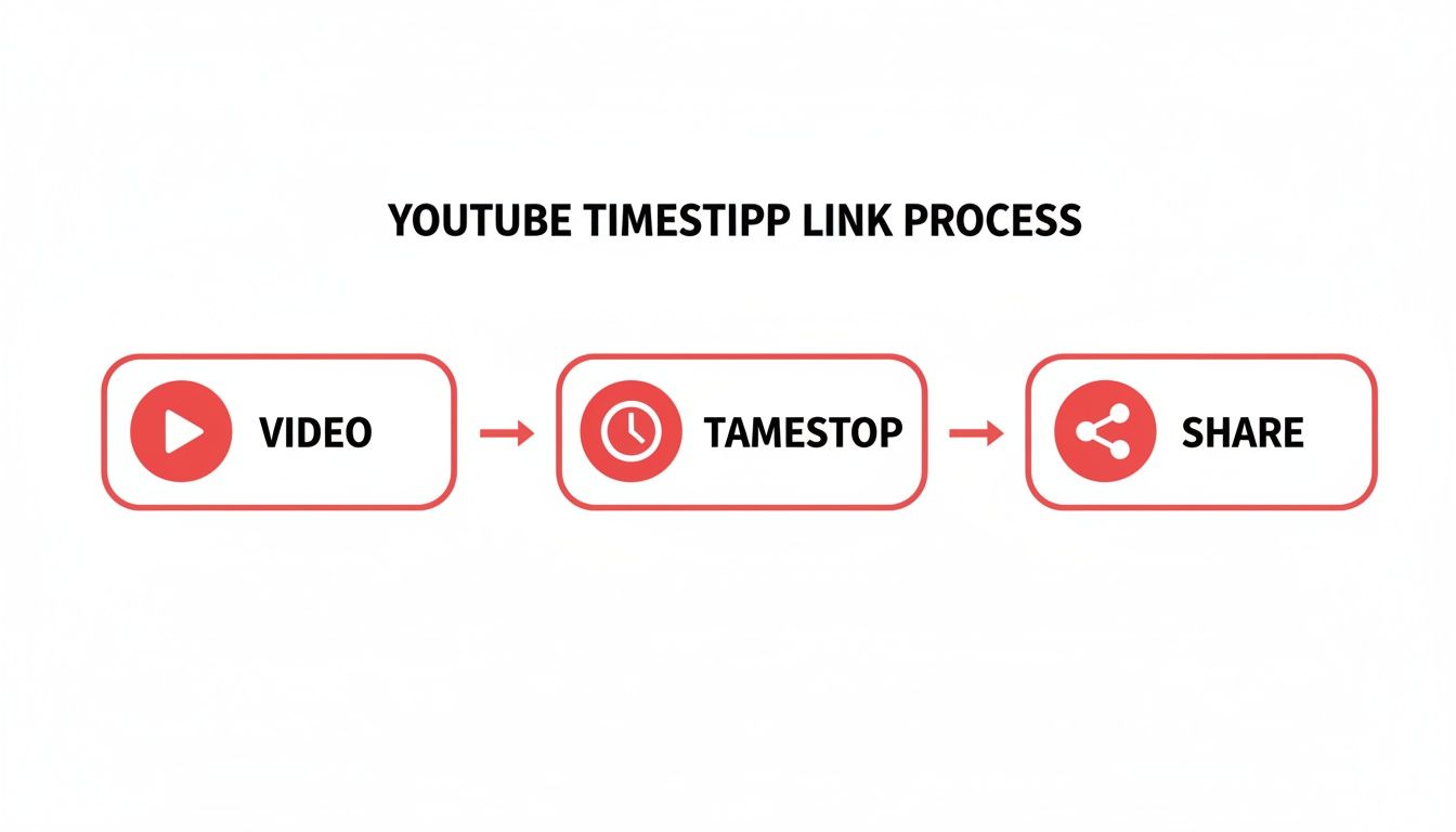 A flowchart illustrates the Youtube timestipp link process, showing steps for video, timestop, and share.