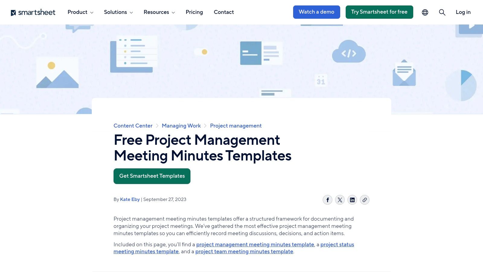 Smartsheet – Meeting minutes templates