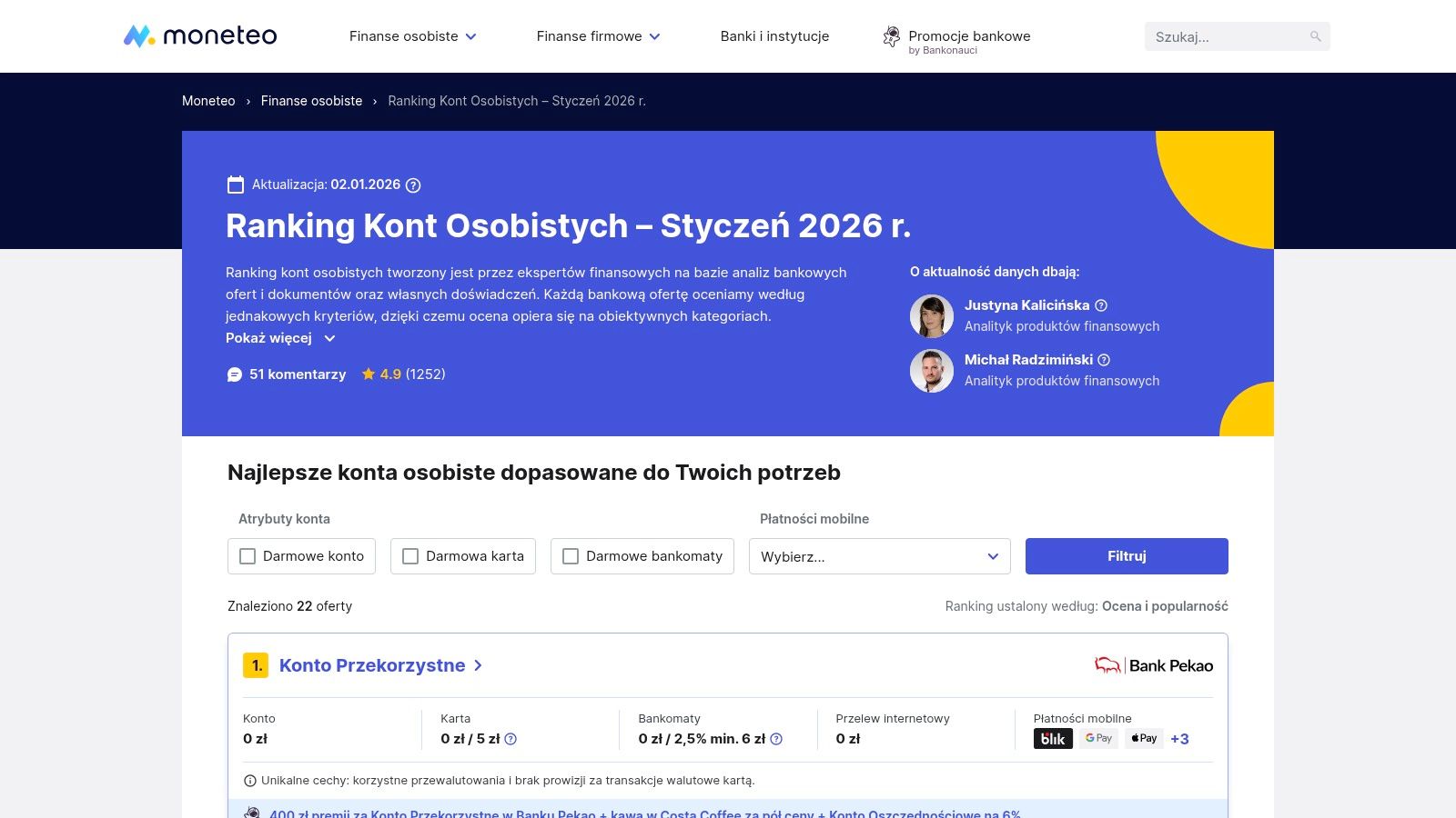 Najlepsze konta bankowe 2026: ranking 7 ofert, które musisz znać 6 - Scori Ranking kont osobistych Moneteo