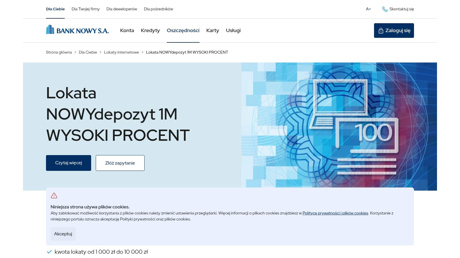 Bank Nowy – NOWYdepozyt 1M WYSOKI PROCENT