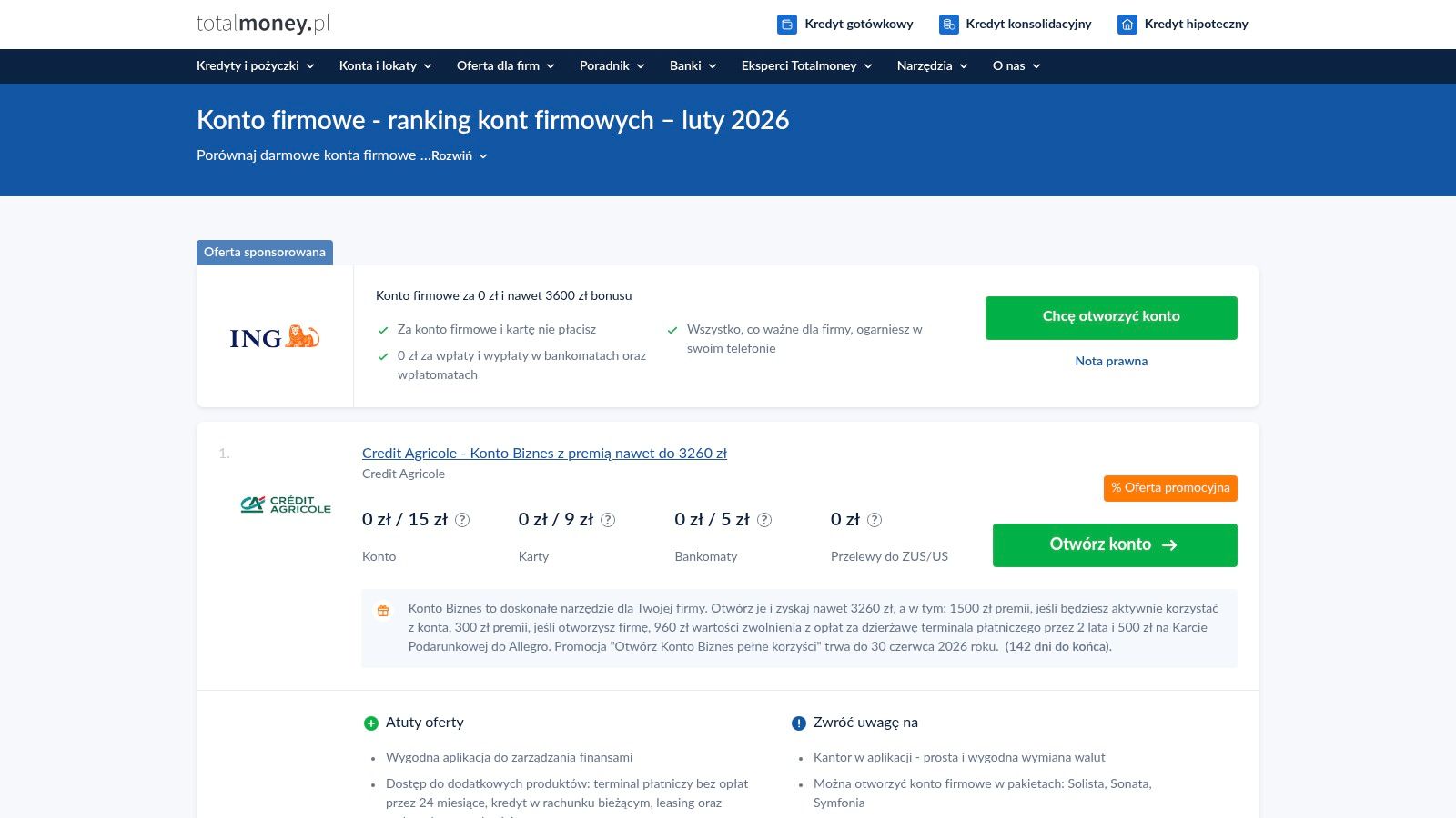 Totalmoney.pl – Ranking kont firmowych