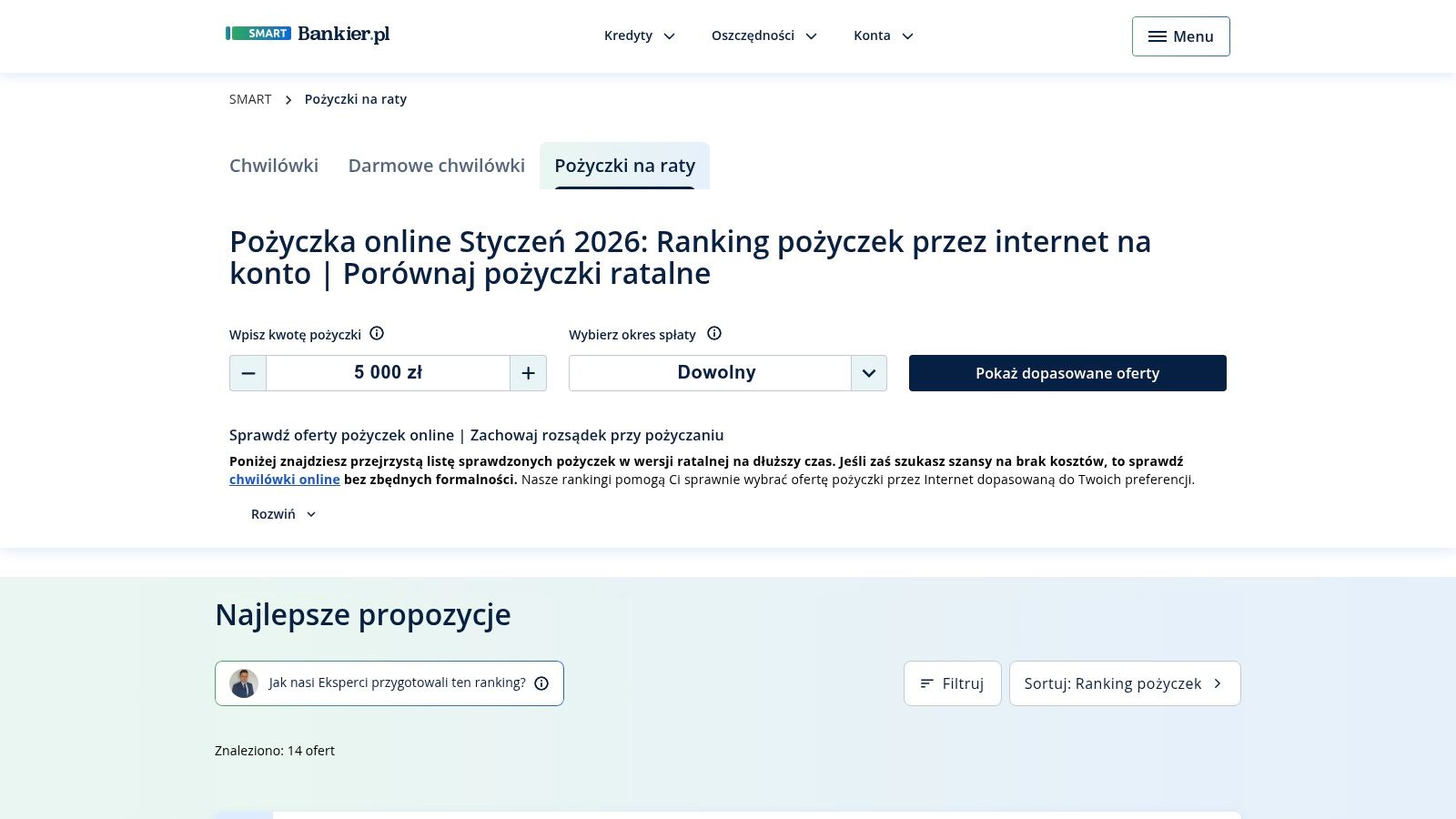 Bankier.pl – SMART porównywarka pożyczek i chwilówek