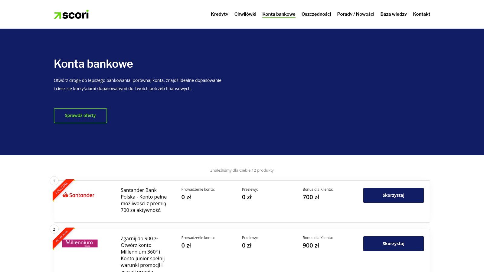 Jakie jest najlepsze konto dla młodych w 2025? Ranking 7 sprawdzonych opcji 1 - Scori Konta bankowe – Scori