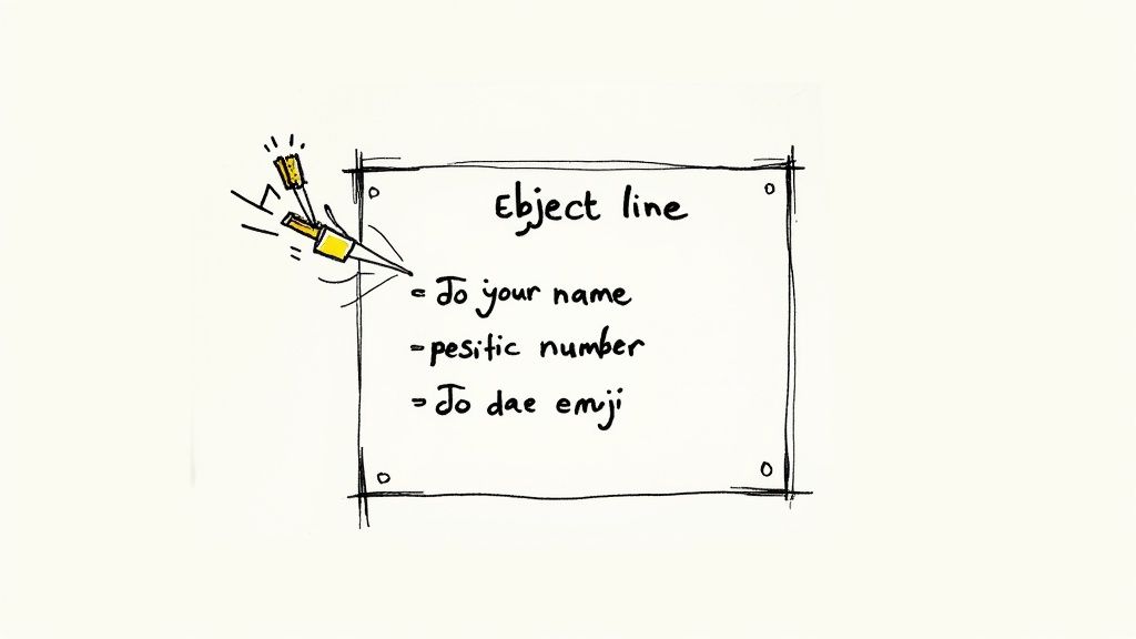 Colorful email icons floating above a modern laptop keyboard.