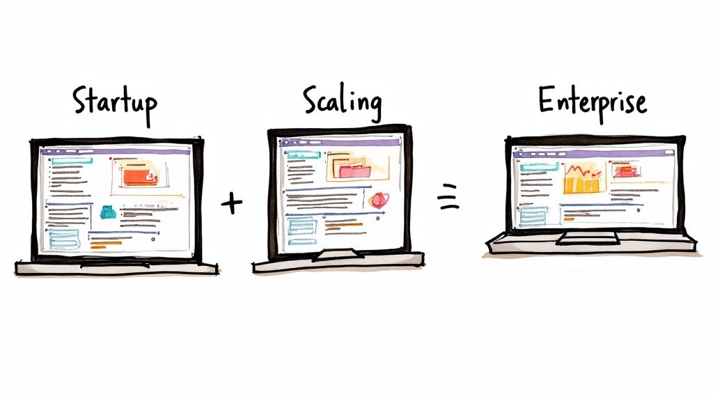 An abstract illustration showing various user interface elements like charts and graphs, representing an email automation platform's dashboard.