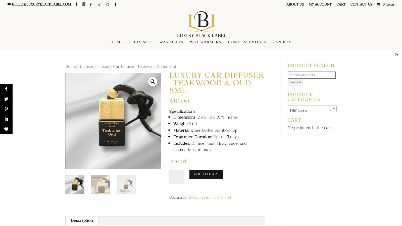 Luxury Black Label Teakwood & Oud Diffuser