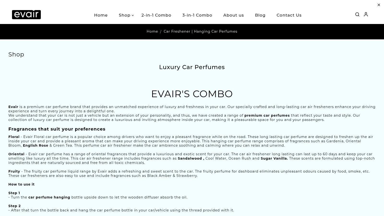A stylish Evair hanging car diffuser in a luxury car interior.
