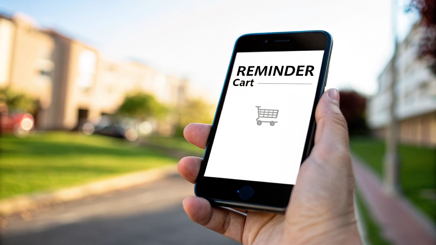Image showing an example of an abandoned cart recovery email on a mobile phone, with product images and a clear call-to-action button.