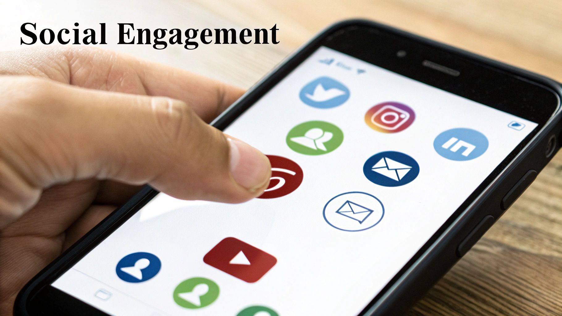 A person holding a megaphone with social media icons and email symbols coming out, symbolising content promotion.