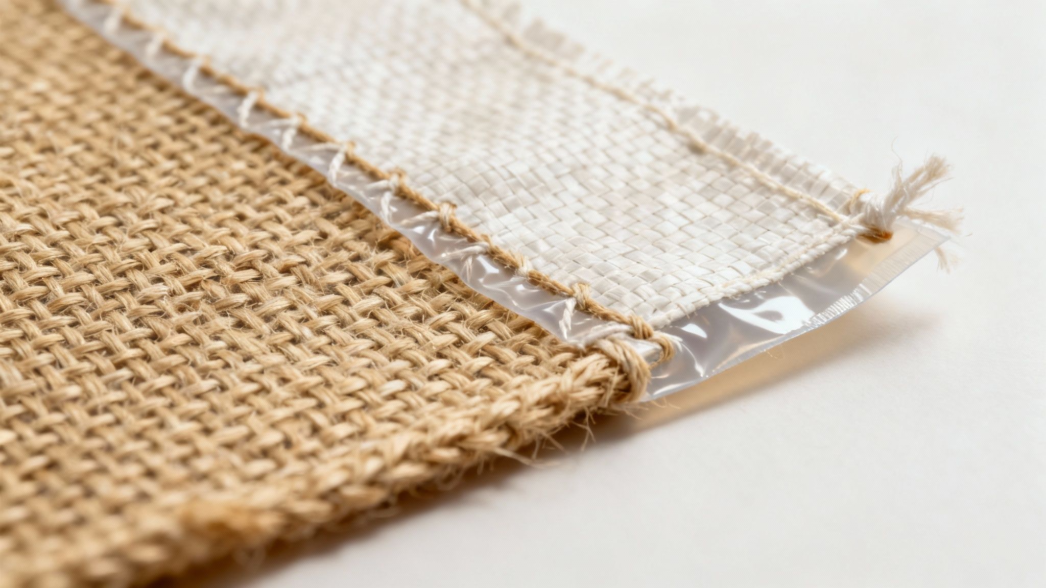 A Guide to Flexible Intermediate Bulk Containers A close-up shot of the woven polypropylene fabric of a flexible intermediate bulk container, highlighting its durable texture.