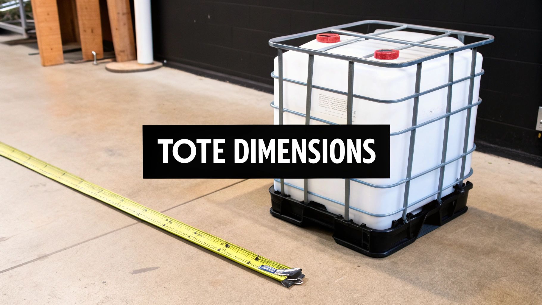 A Complete Guide to IBC Tote Measurements Diagram showing the length, width, and height of an IBC tote