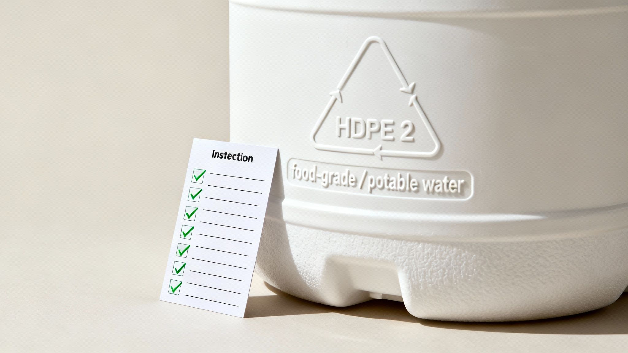 Your Guide to Choosing a Drum of Water A person inspecting a blue water drum to ensure it is safe and clean for storing potable water.