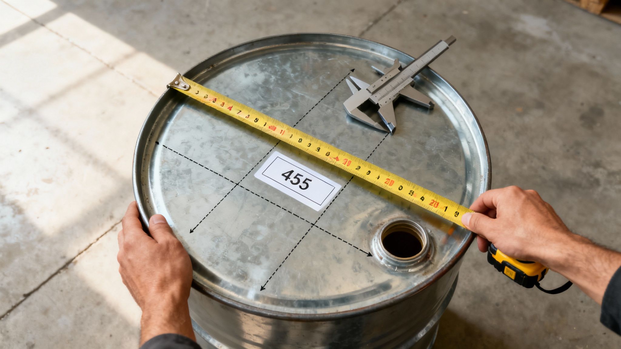 Diagram showing the placement of bung holes on a 55-gallon drum lid