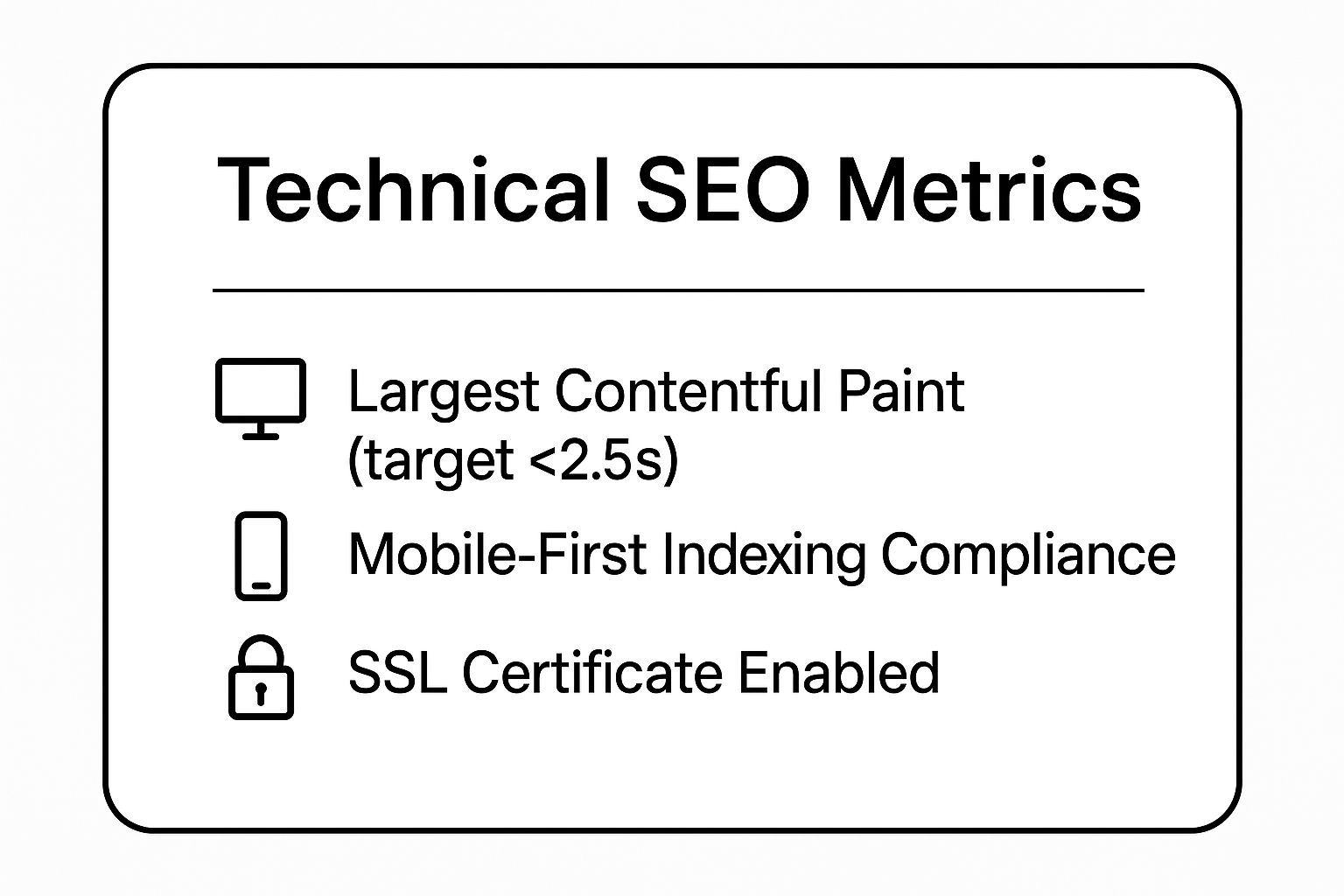 Infographic showing key data about Technical SEO Health & Core Web Vitals