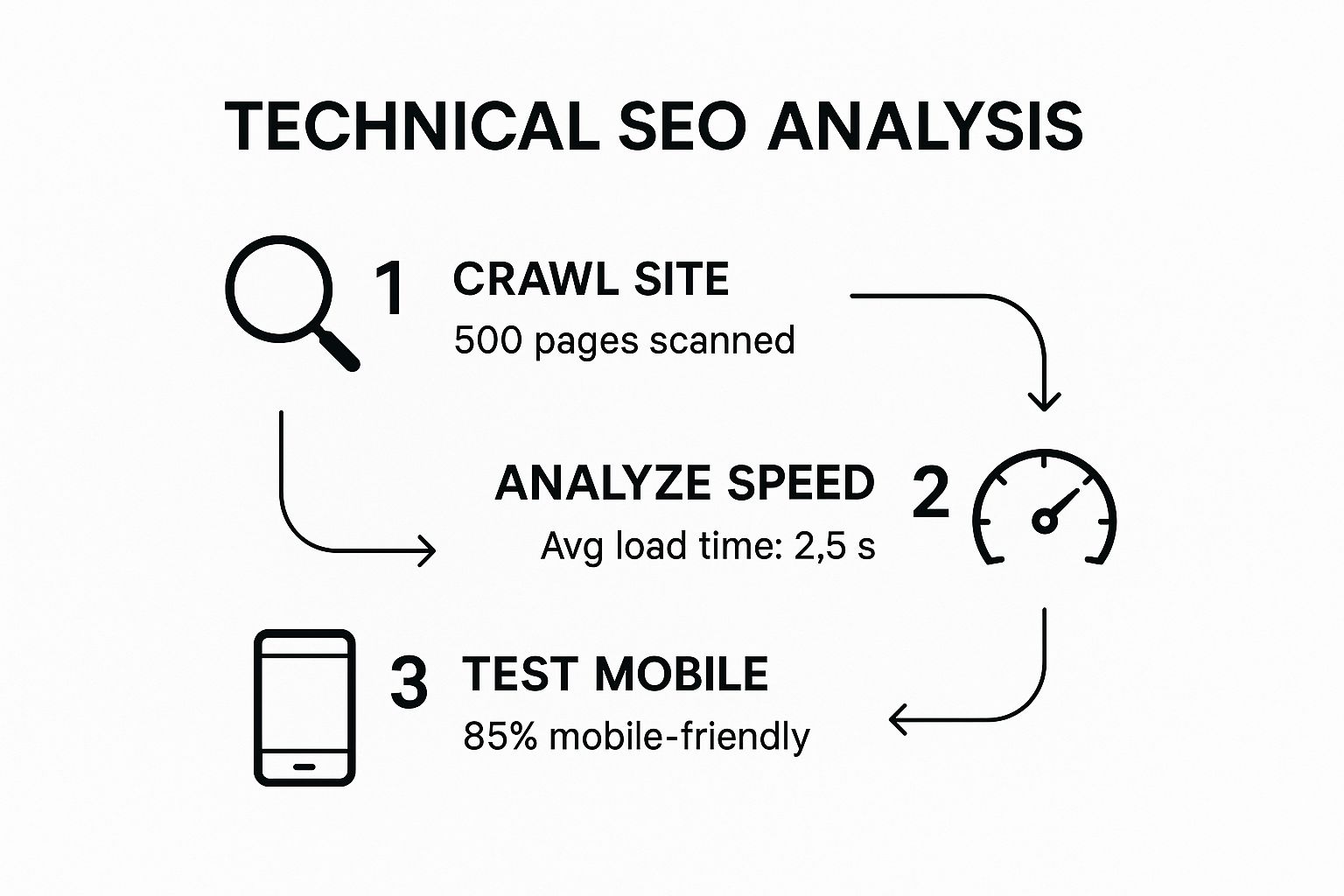 Infographic showing key data about Technical SEO Analysis