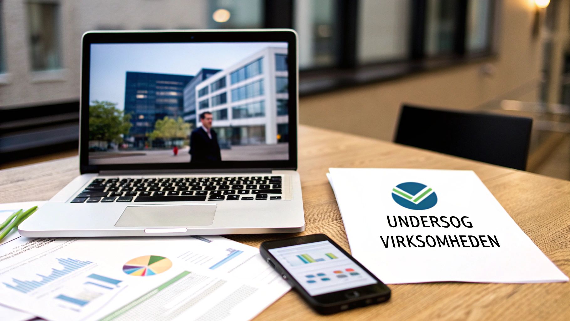 En kandidat der forbereder sig grundigt til en jobsamtale med noter og en bærbar computer