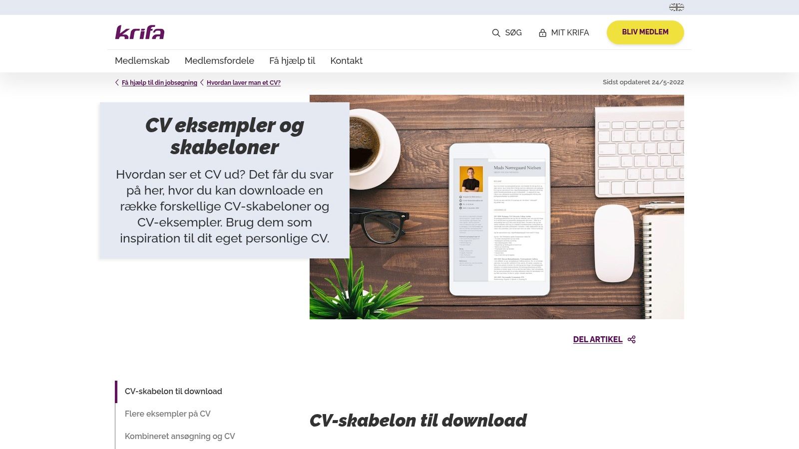 Krifa CV-skabeloner