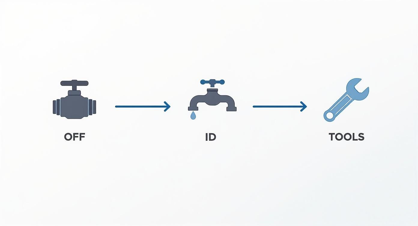Infographic about faucet leaking from handle