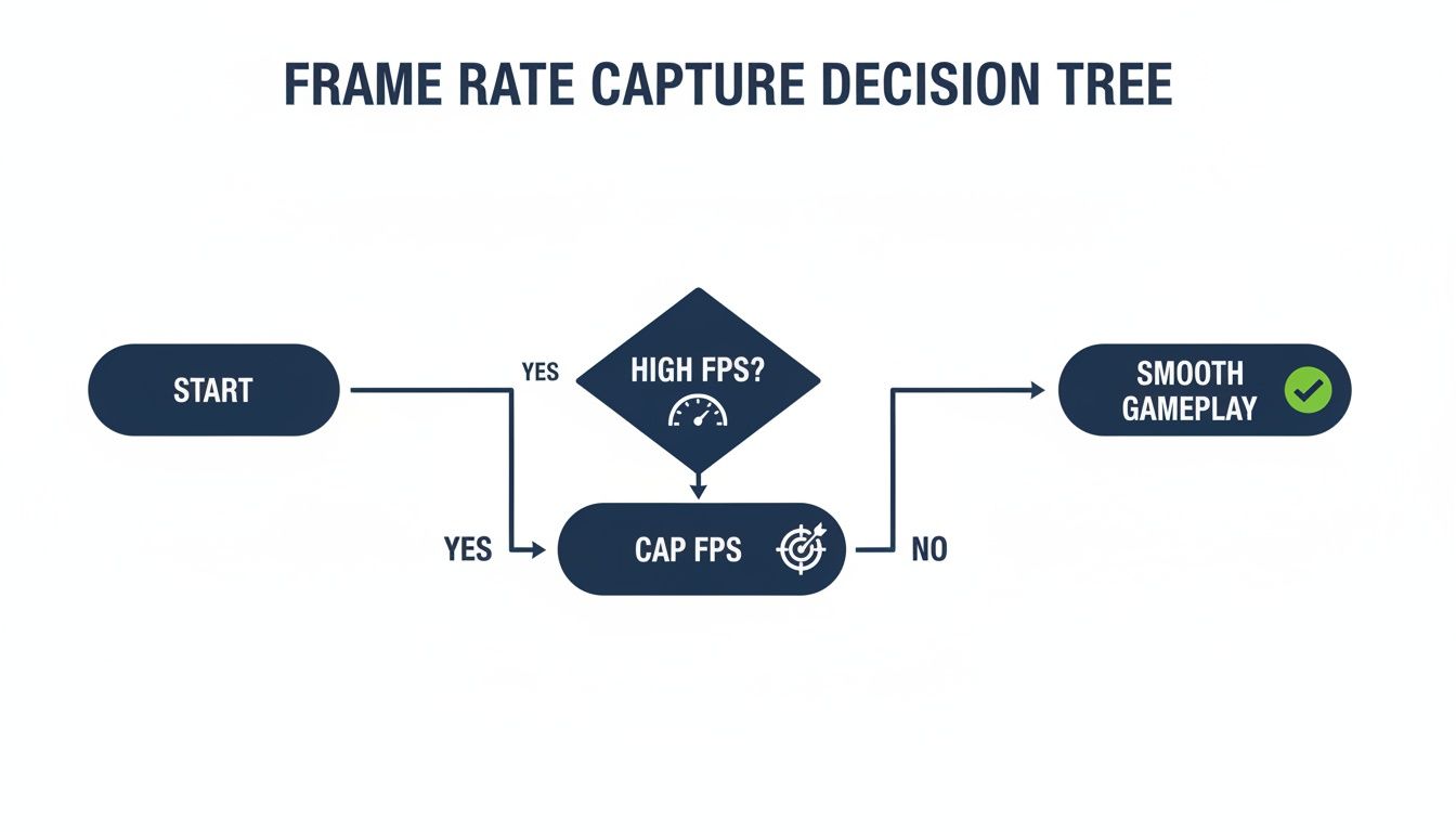 Fix Screen Tearing for Good: Your Ultimate Guide 4 A decision tree flowchart outlining steps for frame rate capture to achieve smooth gameplay.