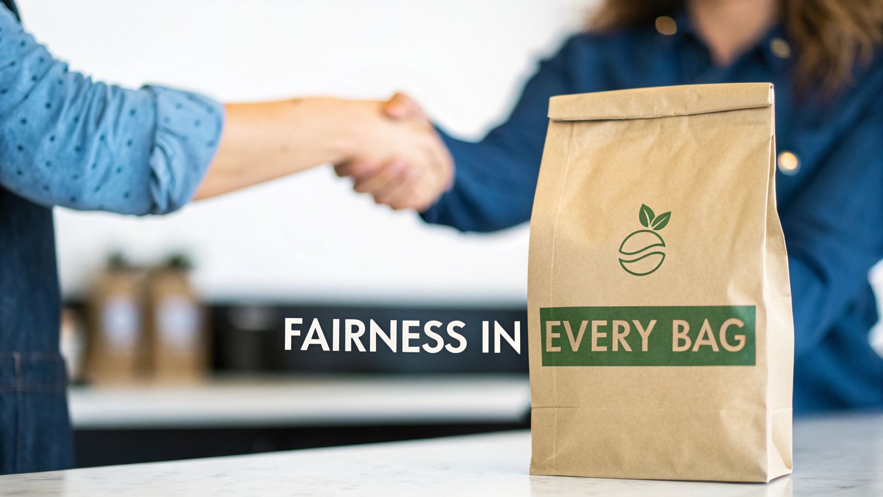 A bag of Seven Sisters Coffee Co. beans held by a barista, symbolising the brand's commitment to quality and fairness.