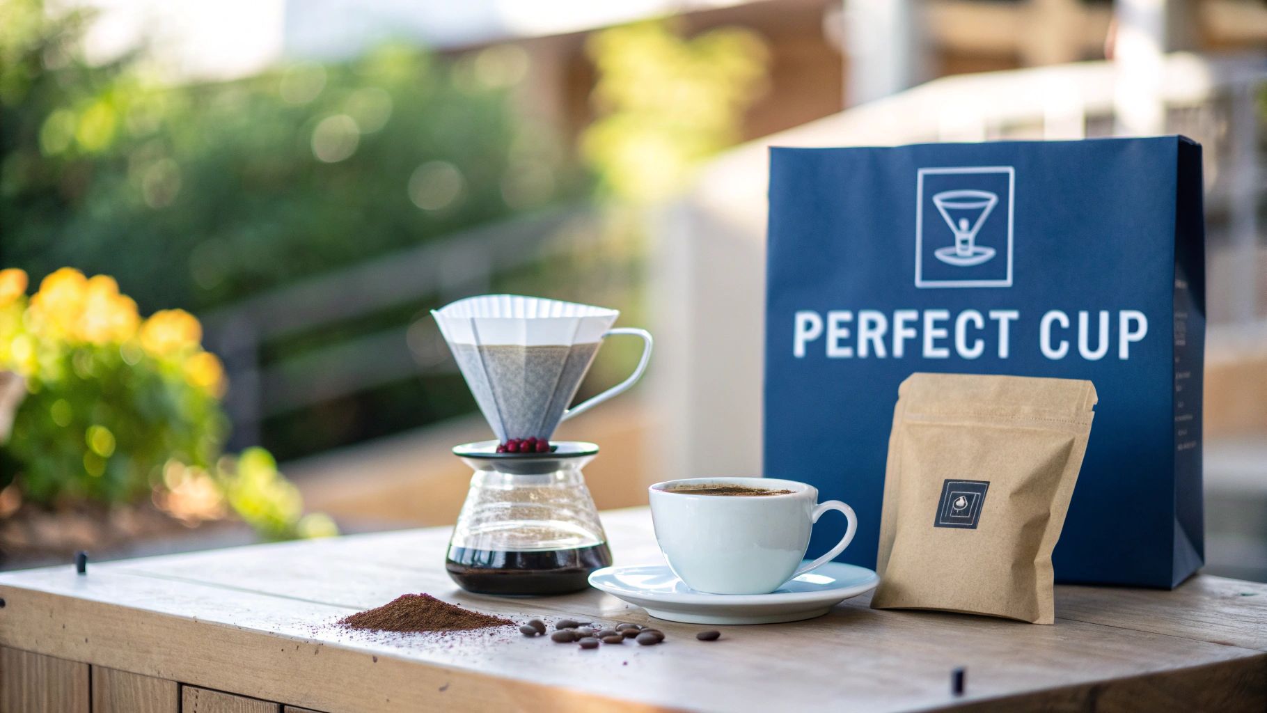 A person pouring hot water over coffee grounds in a pour-over brewer.