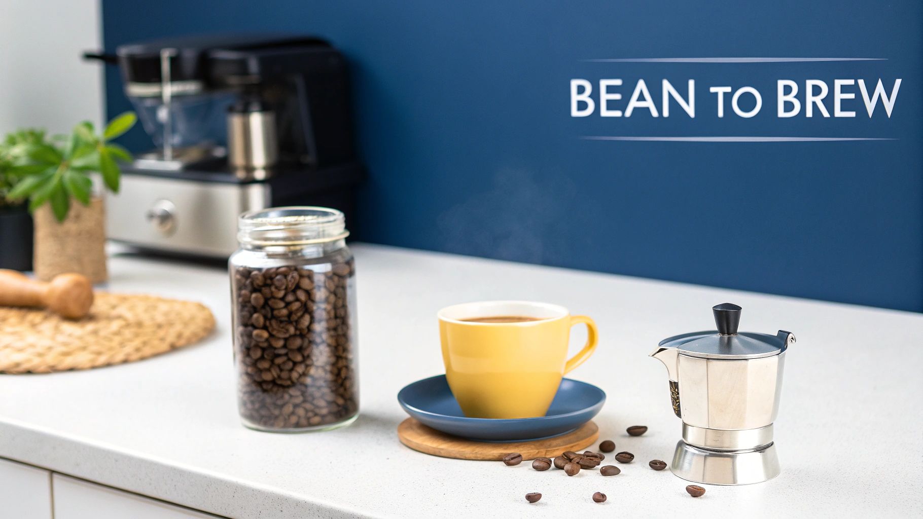 Close-up of freshly roasted coffee beans in a hessian sack.