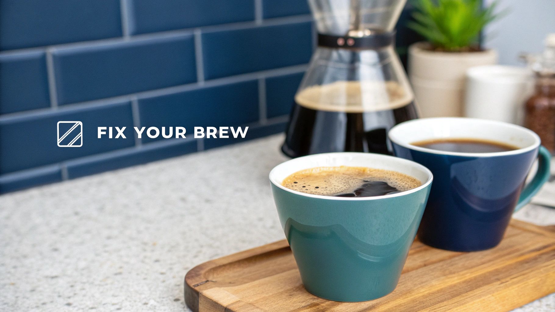 A person examining a cup of freshly brewed pour over coffee v60, looking thoughtful.