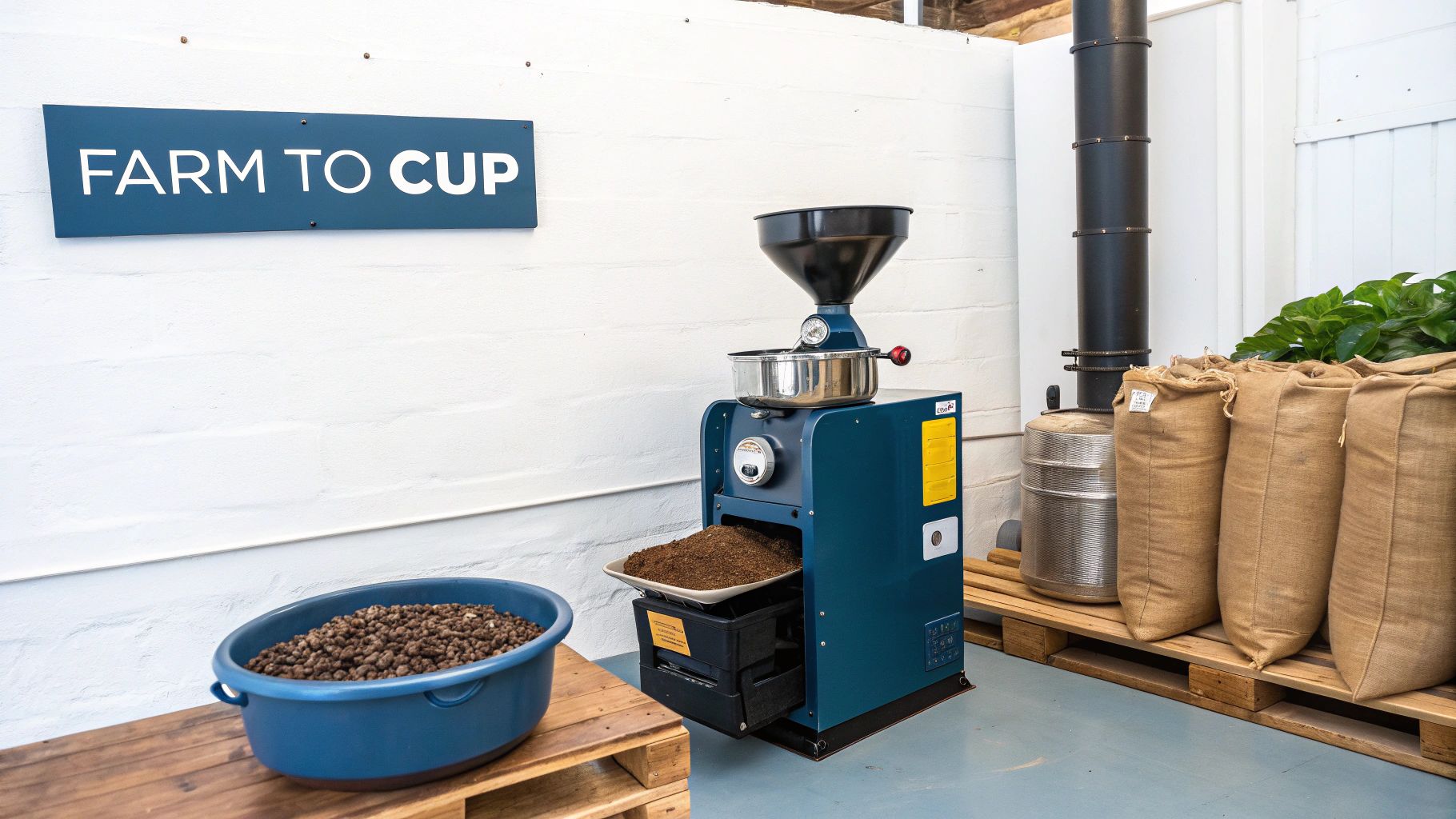 A barista carefully pouring steamed milk into a coffee cup to create latte art