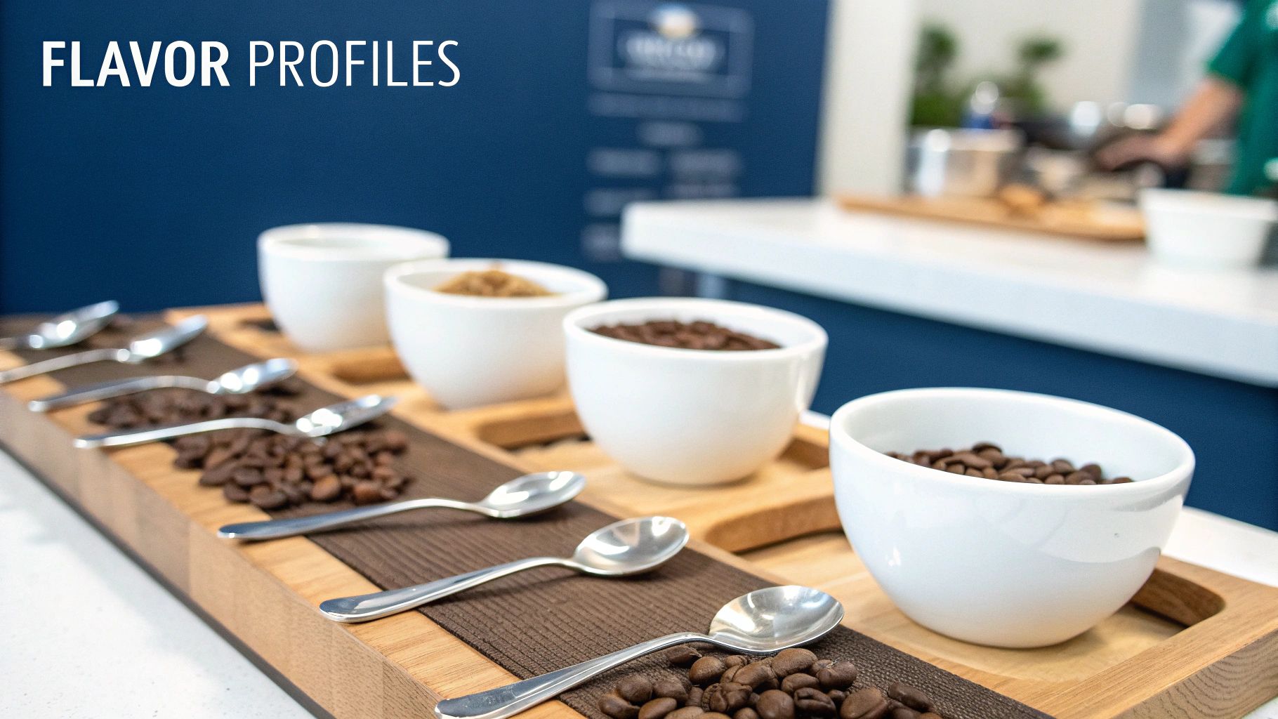 Person grinding fresh coffee beans for an espresso shot