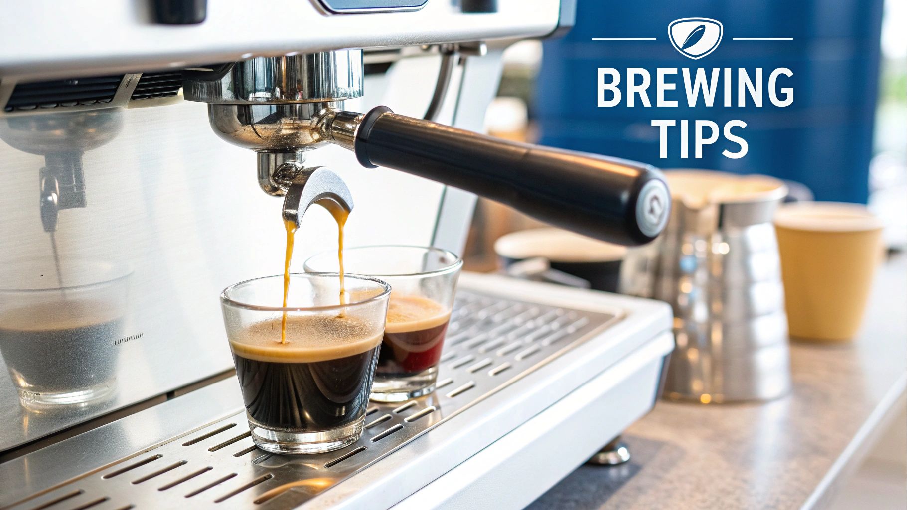 Person brewing an espresso shot at home