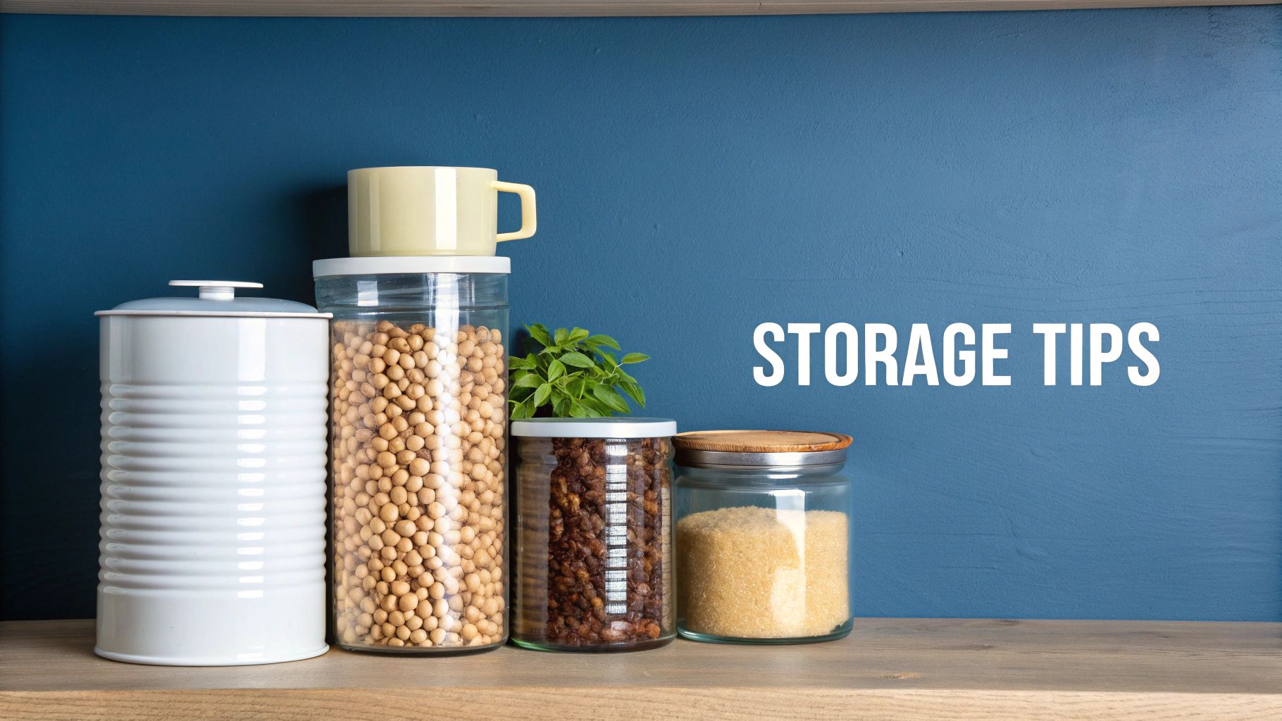 A person pouring whole coffee beans into a stainless steel storage container.