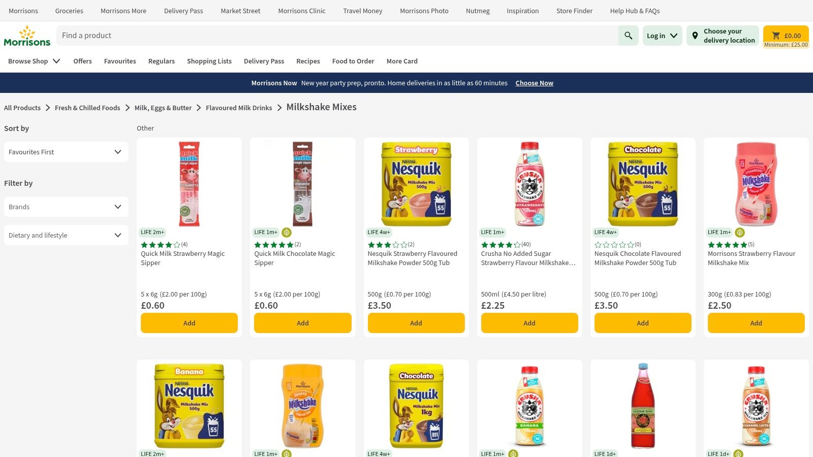 Morrisons Groceries milkshake products
