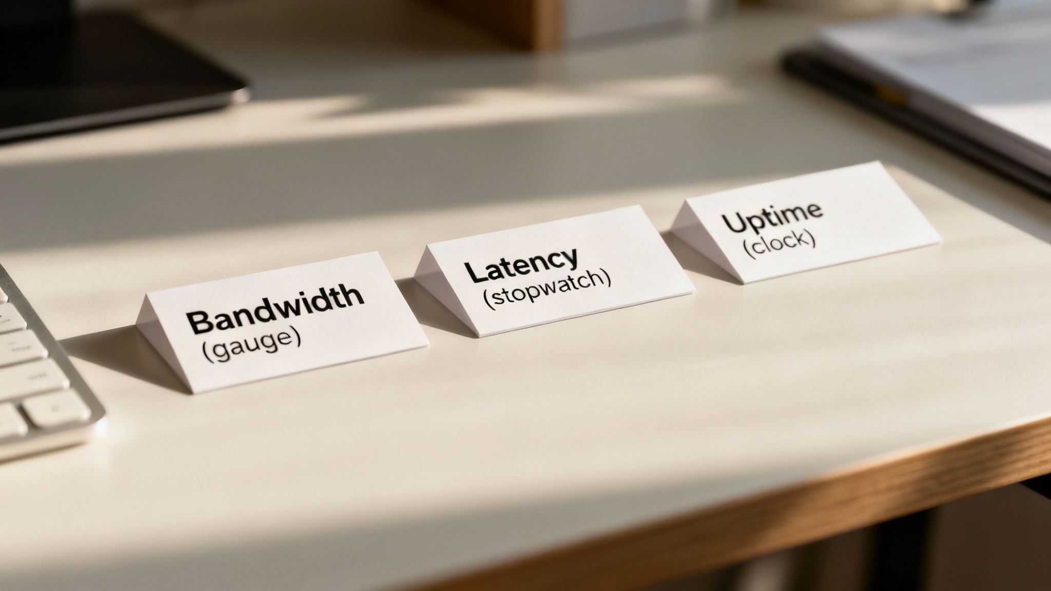 A dashboard showing various network health metrics like bandwidth, latency, and uptime charts.