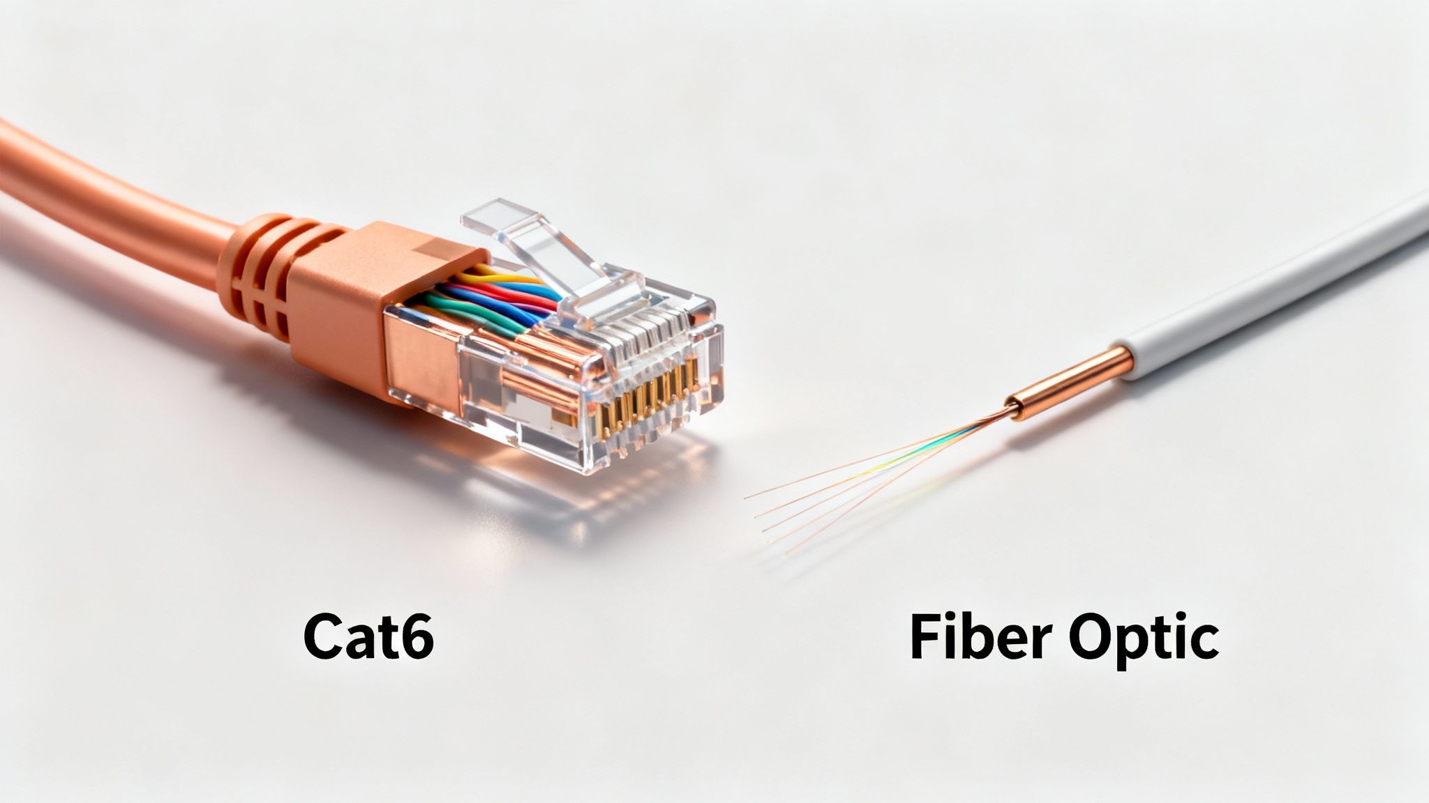Close-up of different colored network cables connected to a patch panel