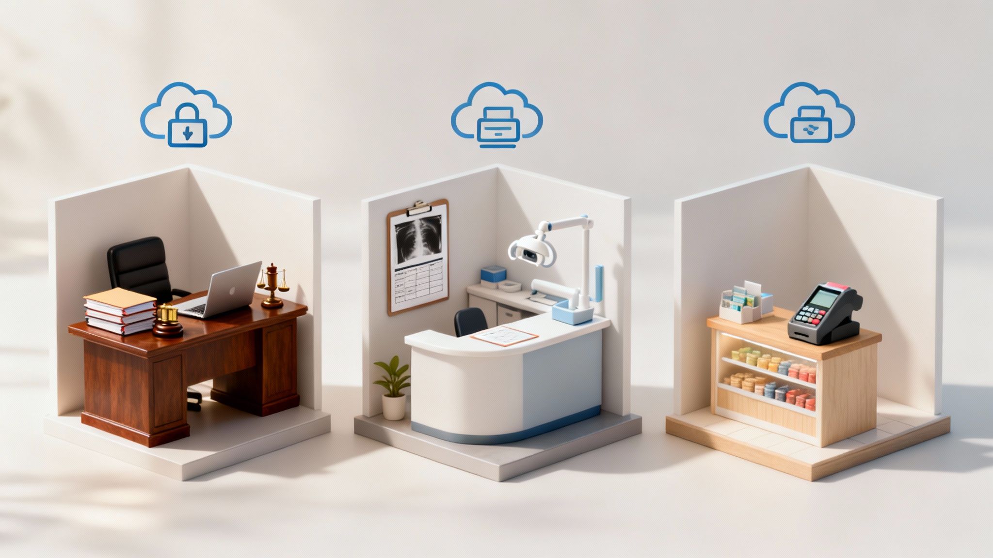 A professional in a modern office, symbolizing the application of cloud backup in a real-world business setting.