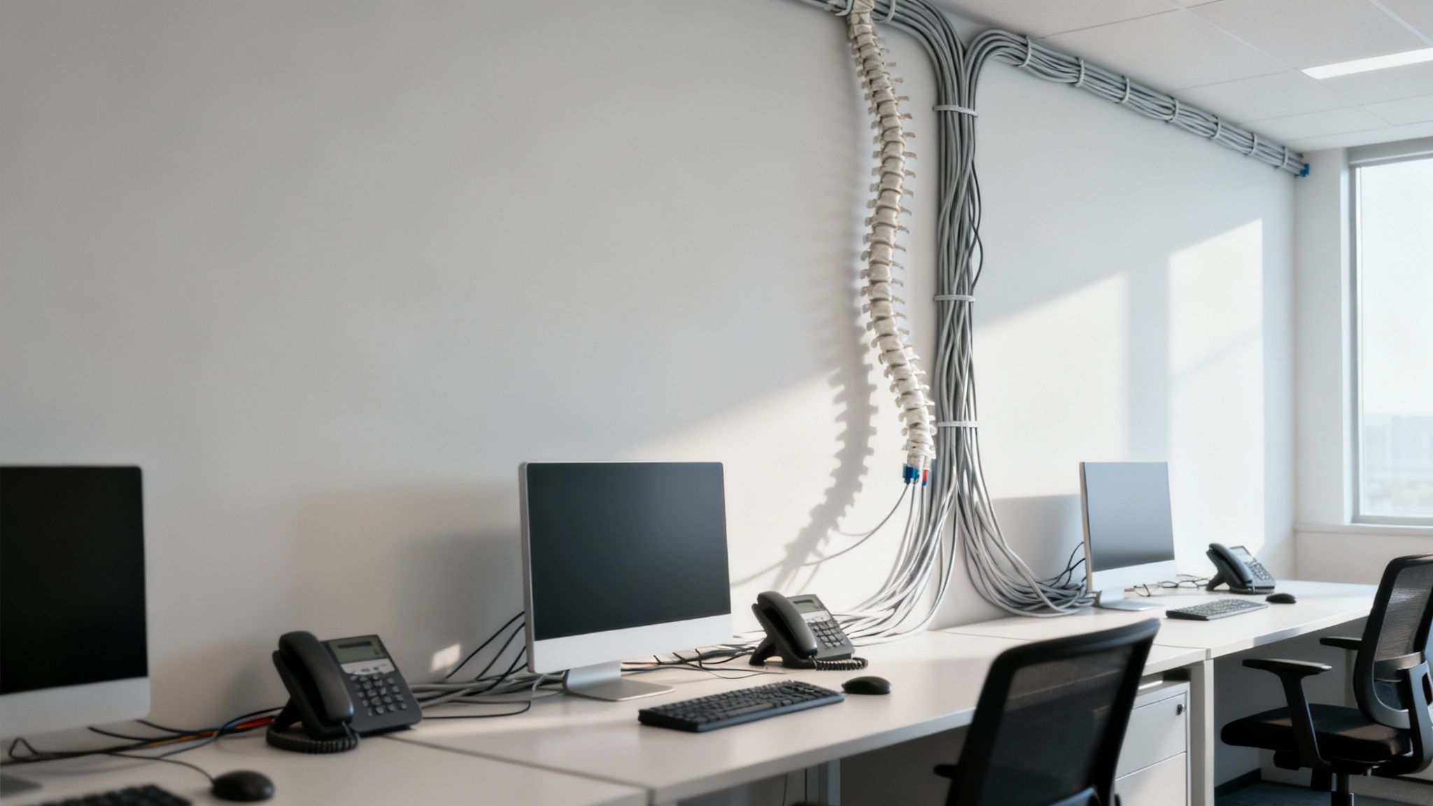 Clean server rack with organized structured cabling