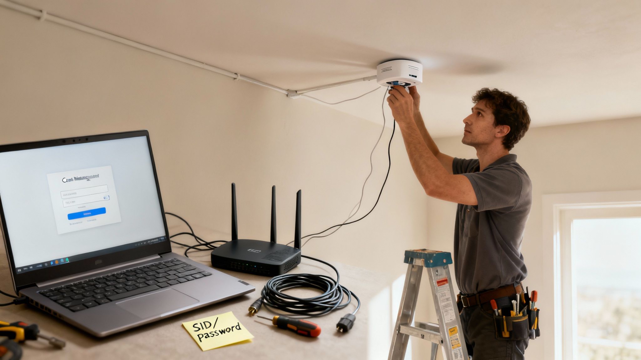 A stylized padlock icon over a Wi-Fi signal, symbolizing network security.