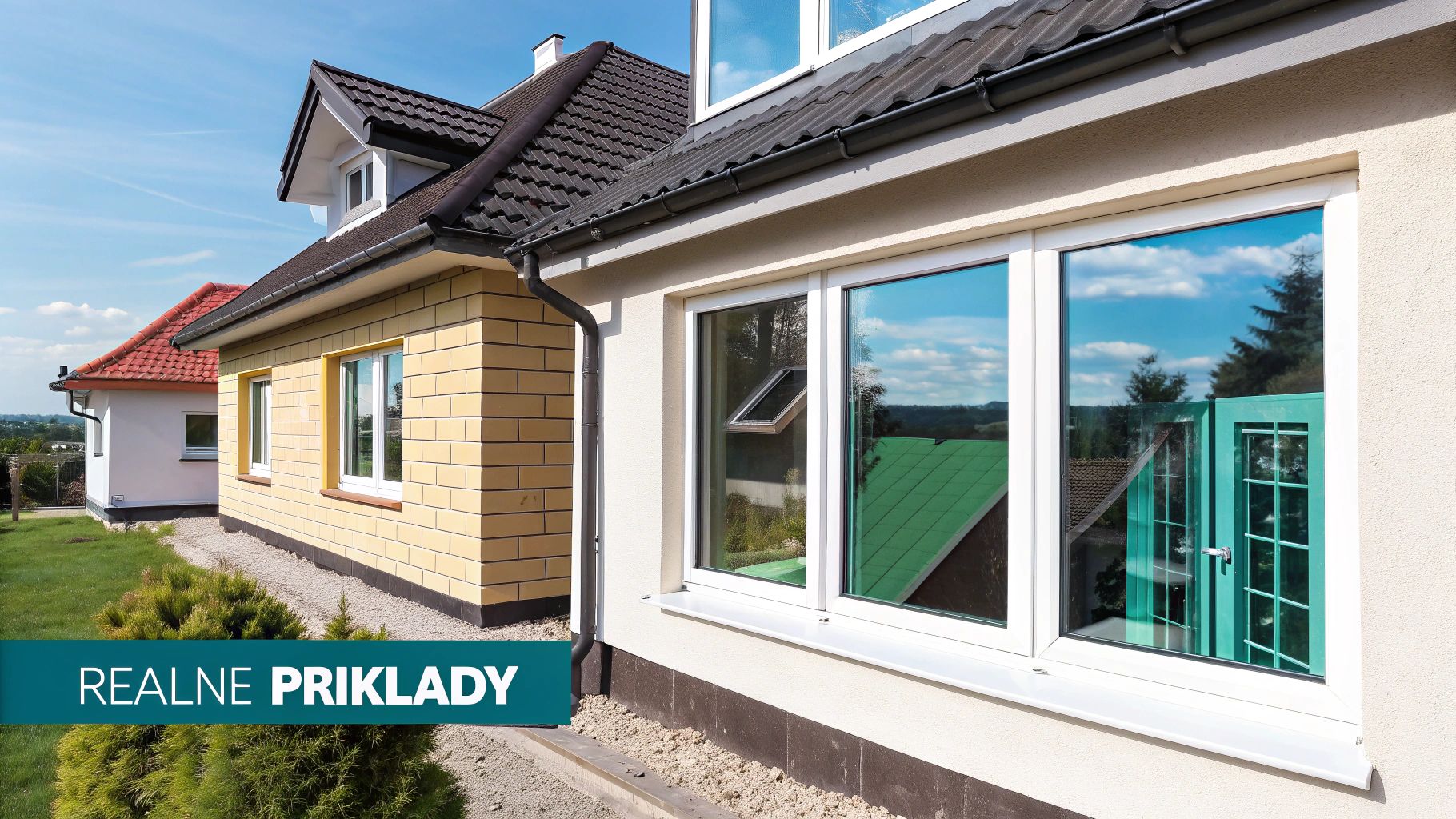 Detailný pohľad na roh okna s izolačným trojsklom