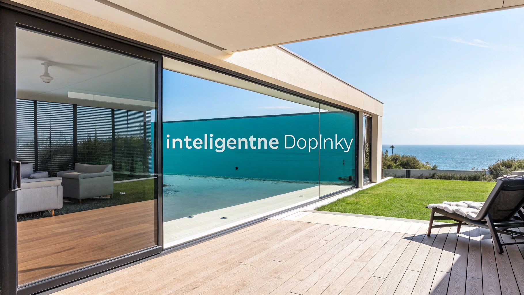 Moderný interiér s posuvnými dverami na terasu s automatizovaným ovládaním.